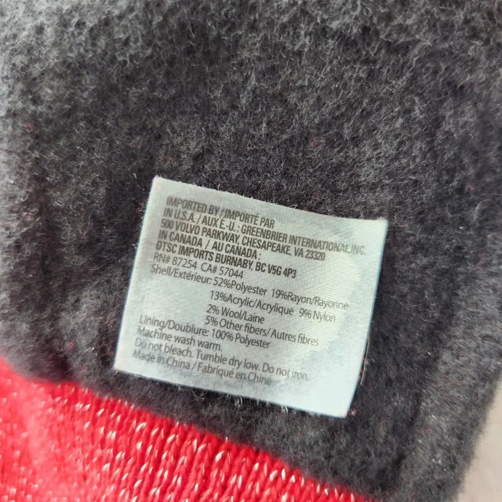 Red Metallic‎ Wool Blend Hat Fleece Lined Beanie Cozy